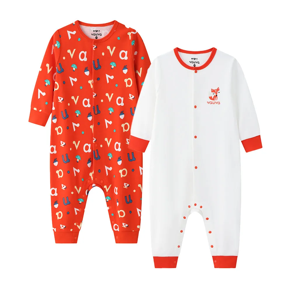 Vauva BBNS - Baby Organic Cotton Printed Long Sleeve Romper (2-Pack)
