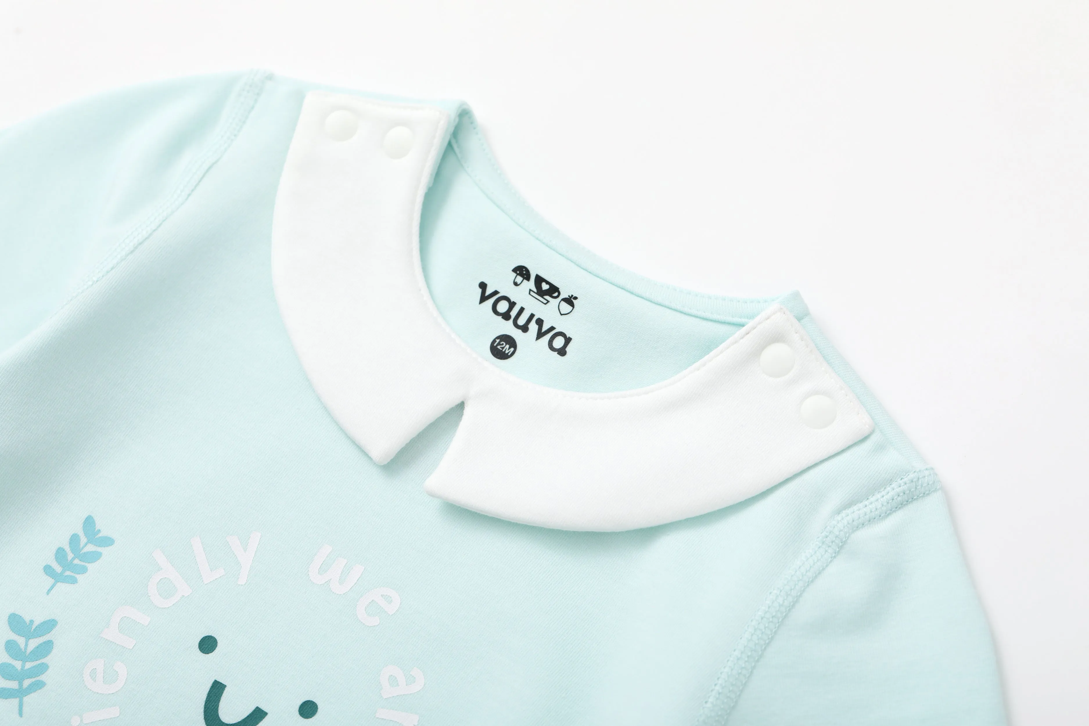 Vauva BBNS - Organic Cotton Green Striped Pattern Bodysuits (2-pack)