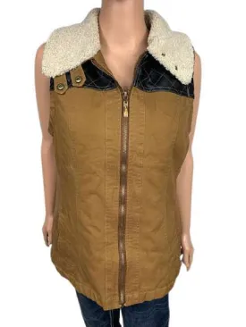 Western women's leather vest-C554-Vest