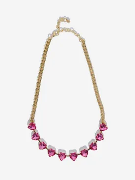 Westside Accessories Pink Diamante Heart Necklace