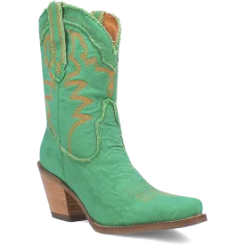 Y'all Need Dolly Distressed Green Denim Embroidered Boots (DS)
